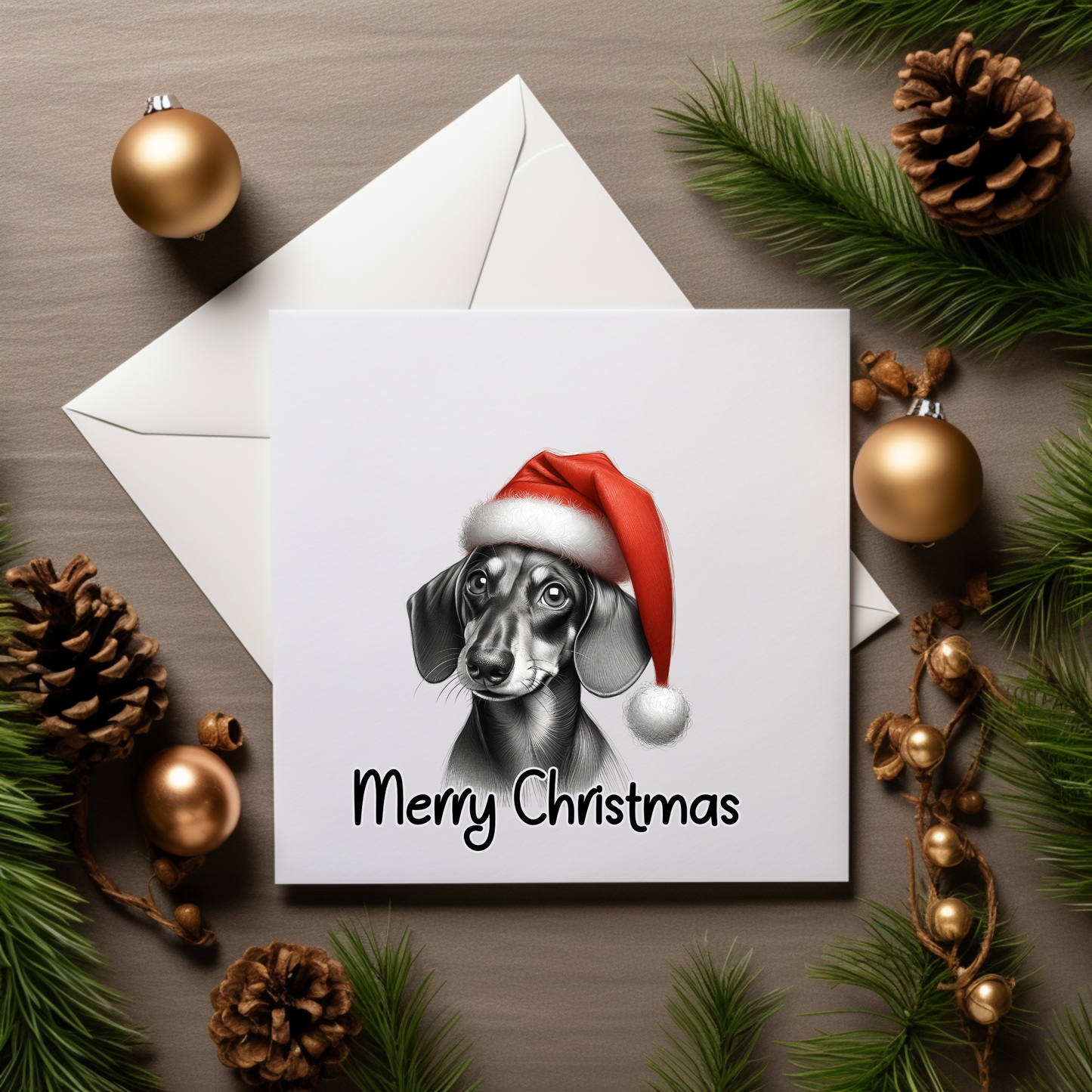 Santa Paws Greeting Cards - Festive Canine Sketch Collection