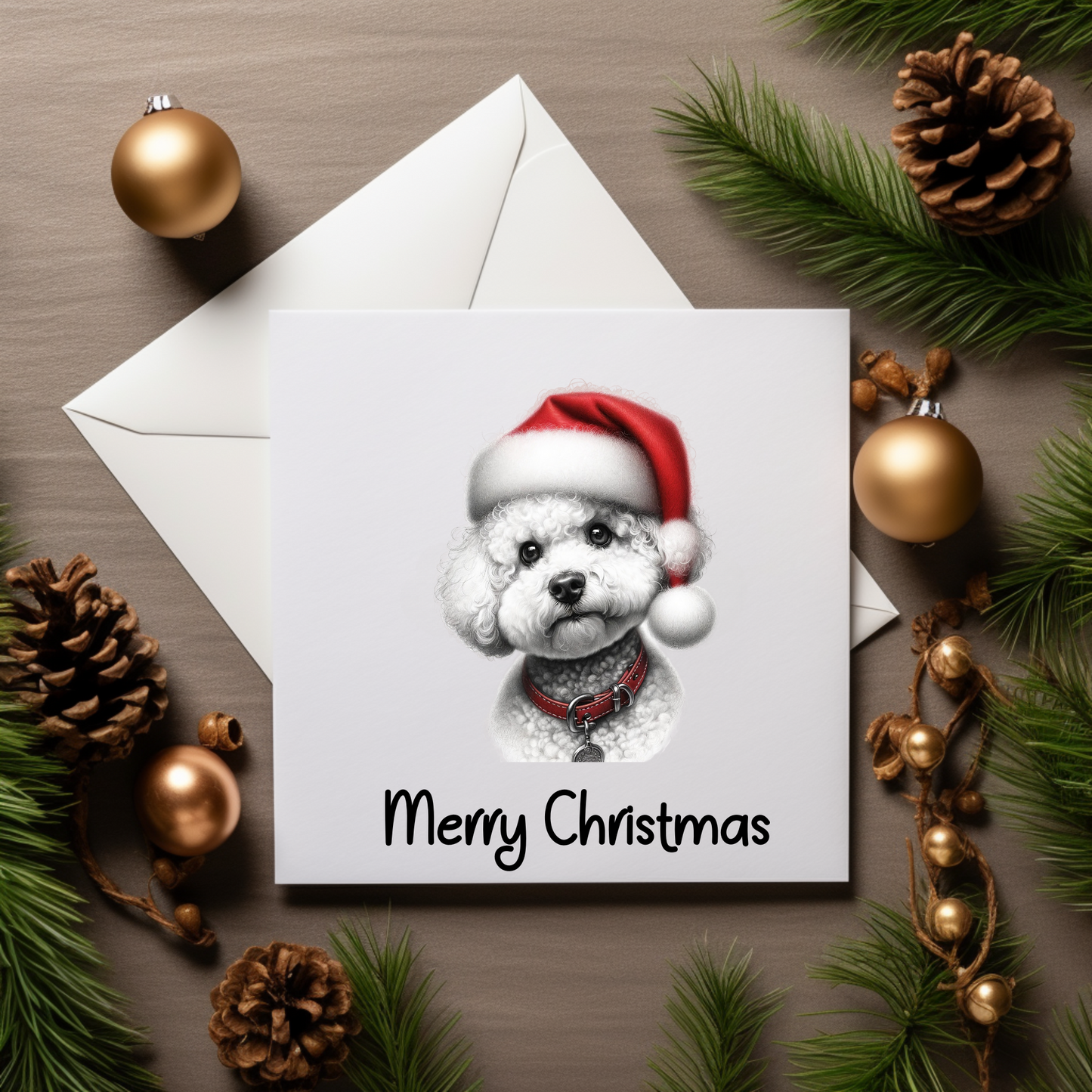 Santa Paws Greeting Cards - Festive Canine Sketch Collection