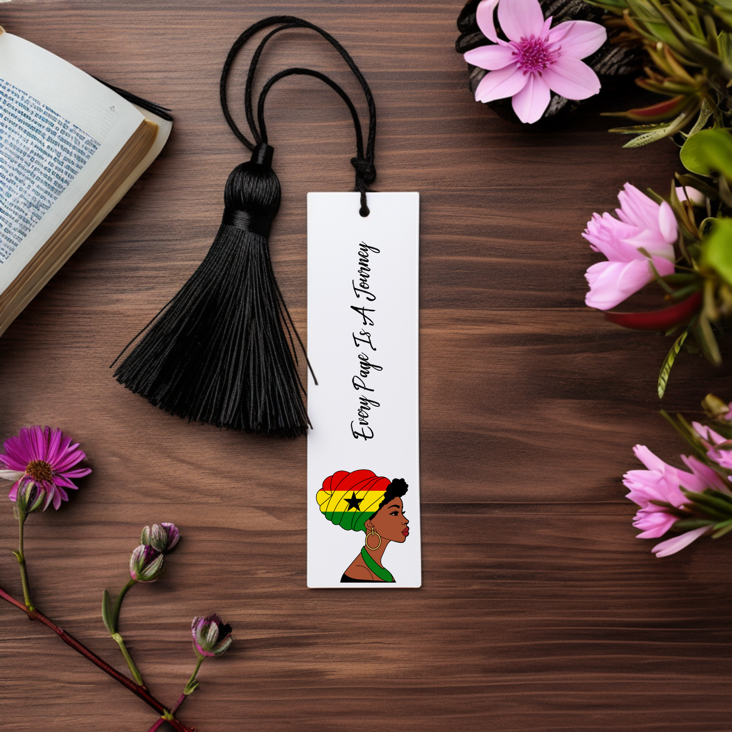 Global Elegance Bookmark: Woman in Flag Headscarf