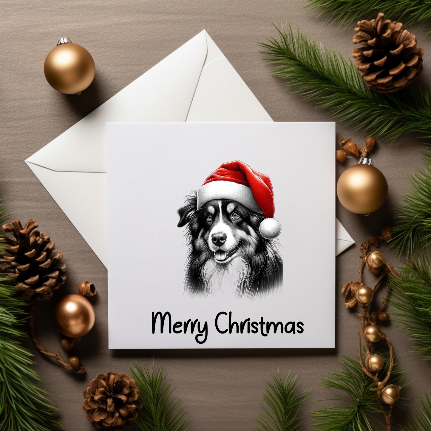 Santa Paws Greeting Cards - Festive Canine Sketch Collection