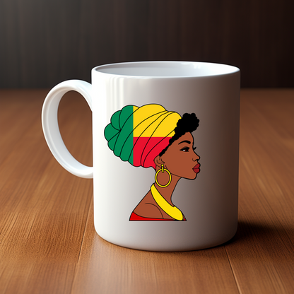 Global Elegance Mug: Woman in Flag Headscarf