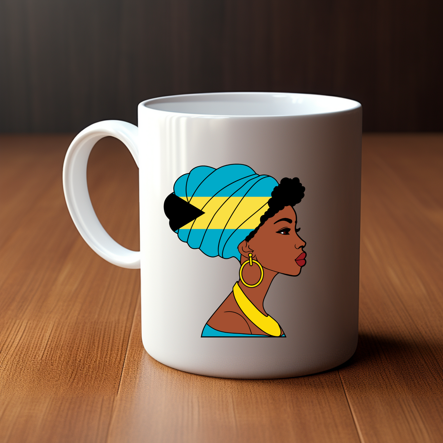 Global Elegance Mug: Woman in Flag Headscarf