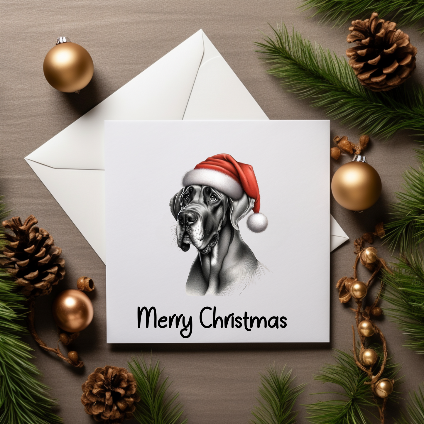 Santa Paws Greeting Cards - Festive Canine Sketch Collection