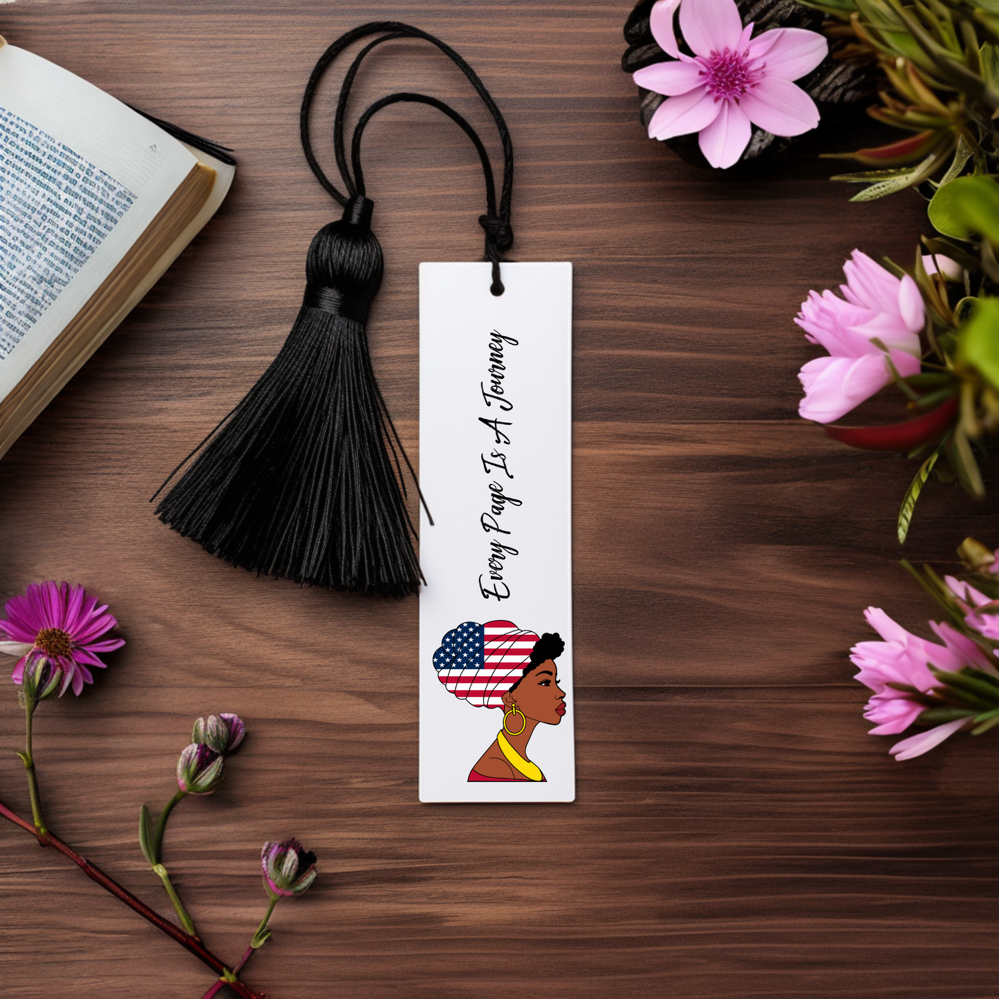 Global Elegance Bookmark: Woman in Flag Headscarf