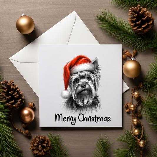 Santa Paws Greeting Cards - Festive Canine Sketch Collection