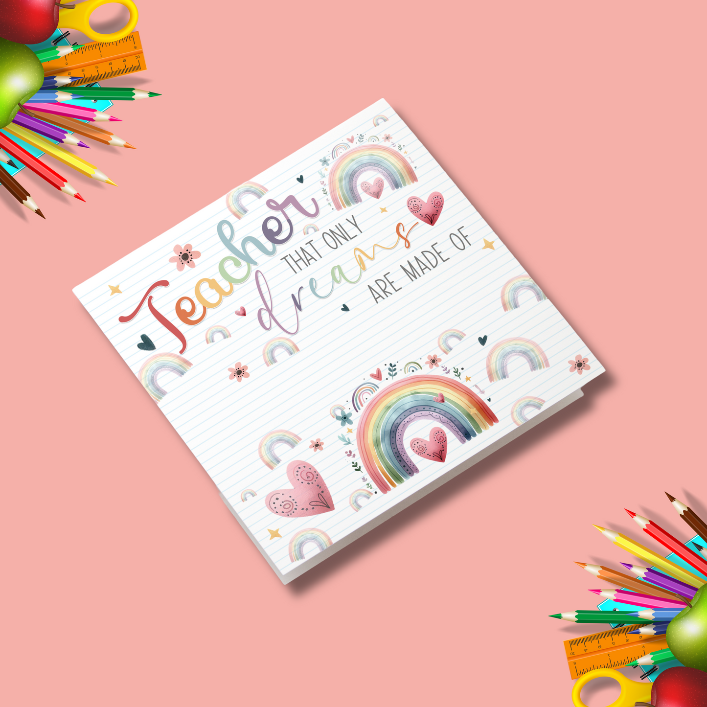 Personalised Teacher Appreciation Card – 'Teacher, Dreams are Made Of' | Custom Thank You Note | Elegant Greeting Card for Teachers