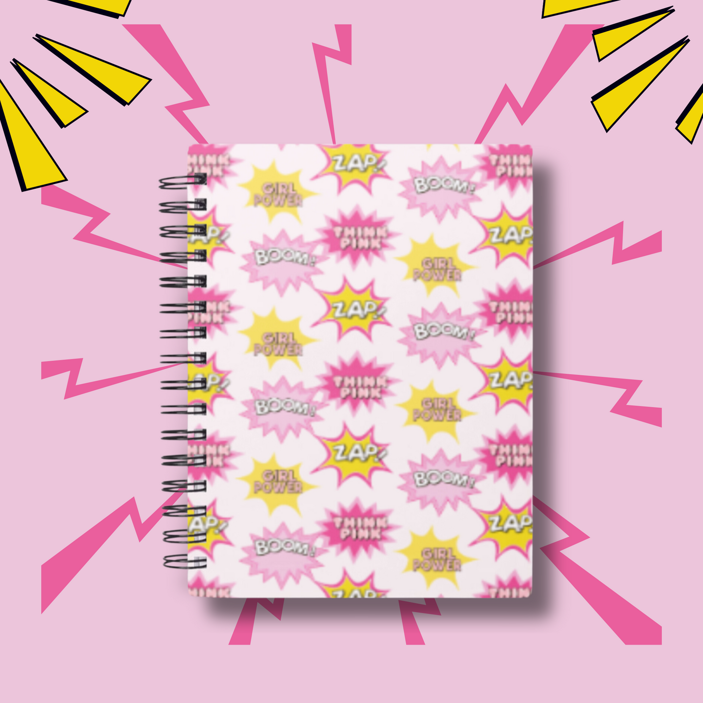 Girl Superhero Notebook – 'Boom! Girl Power!' | Pink Inspirational Writing Pad for Young Heroines