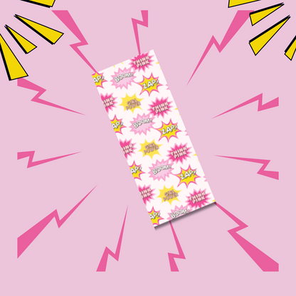 Girl Superhero Bookmark – Dynamic 'Boom! Zap!' Design | Perfect Companion for Heroic Readers