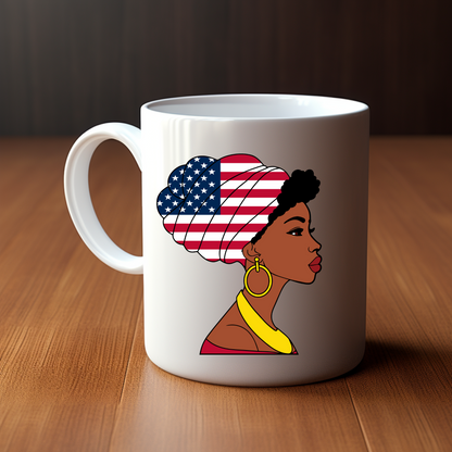 Global Elegance Mug: Woman in Flag Headscarf