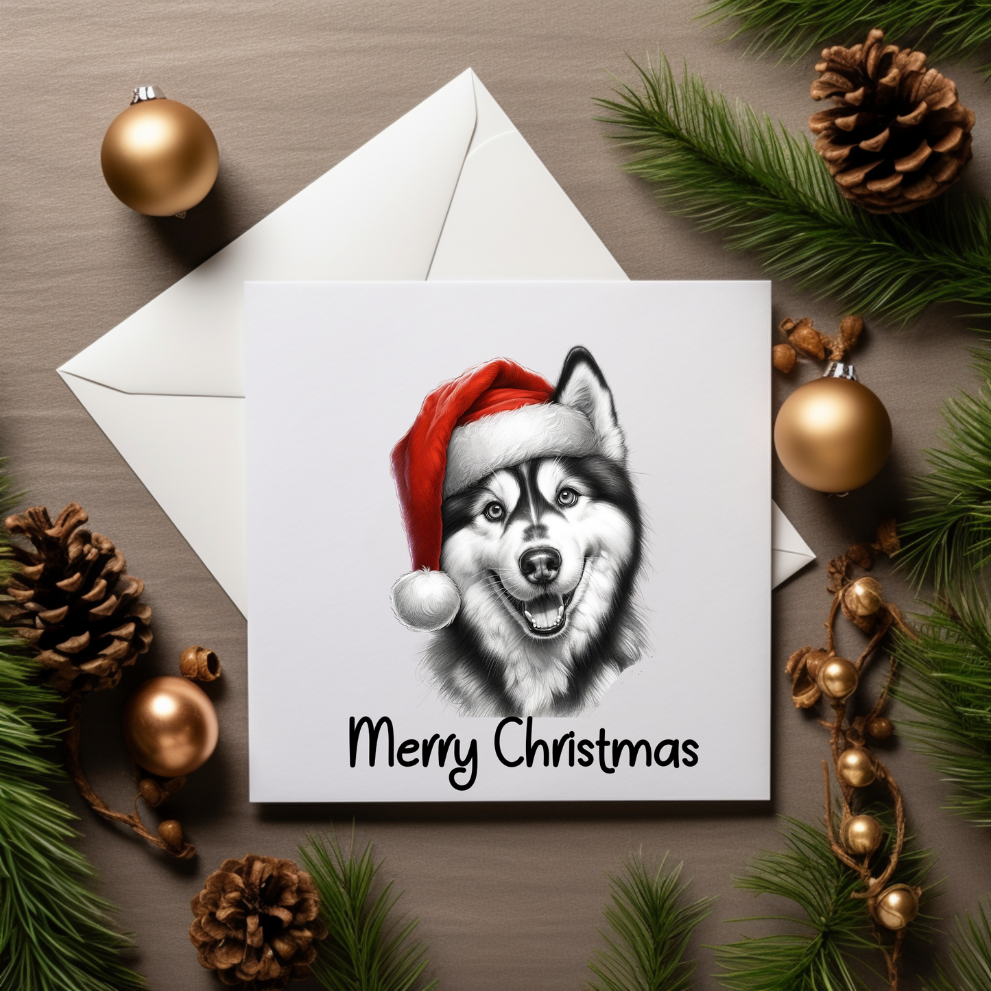 Santa Paws Greeting Cards - Festive Canine Sketch Collection