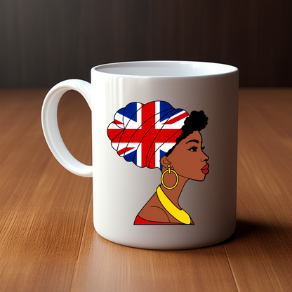 Global Elegance Mug: Woman in Flag Headscarf