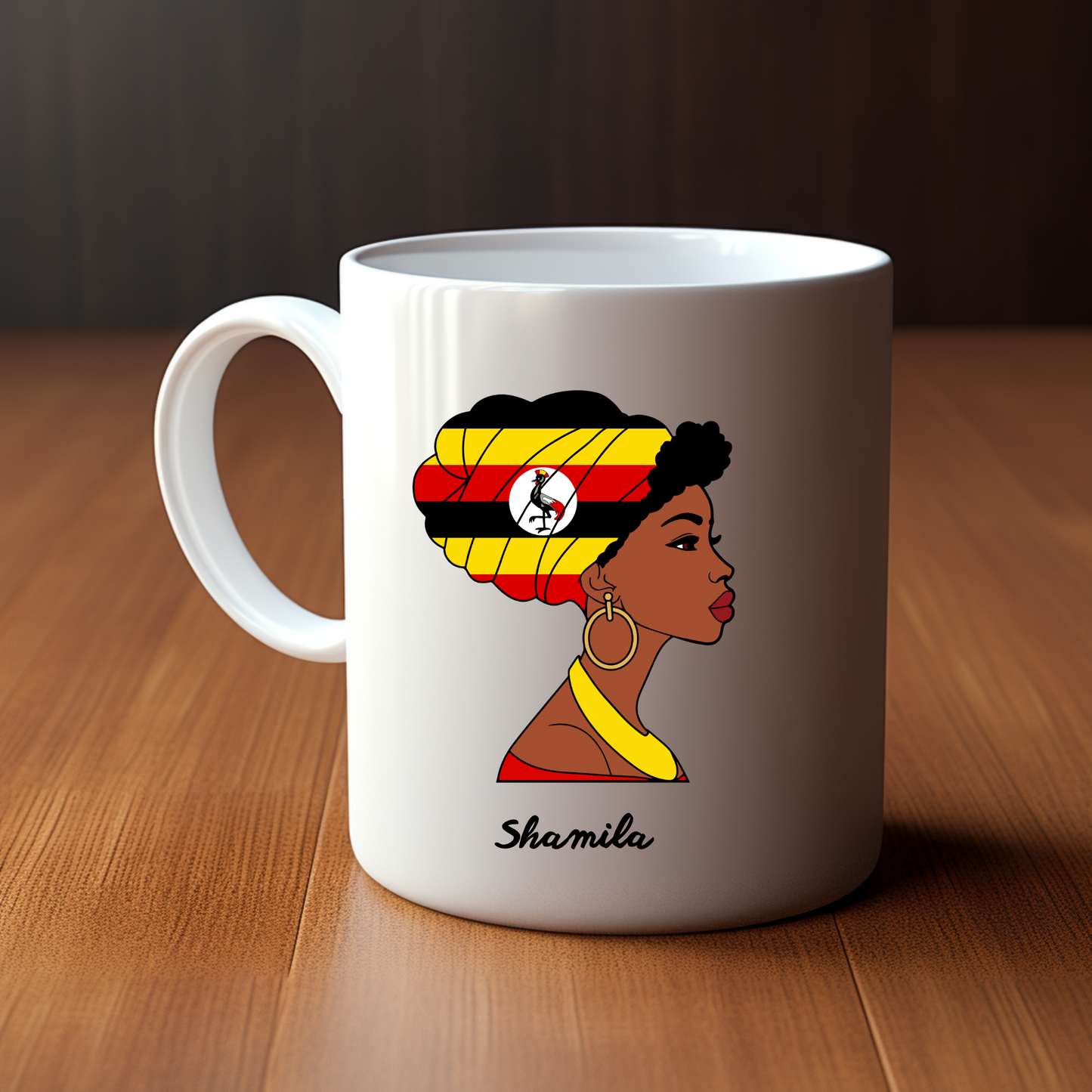 Global Elegance Mug: Woman in Flag Headscarf