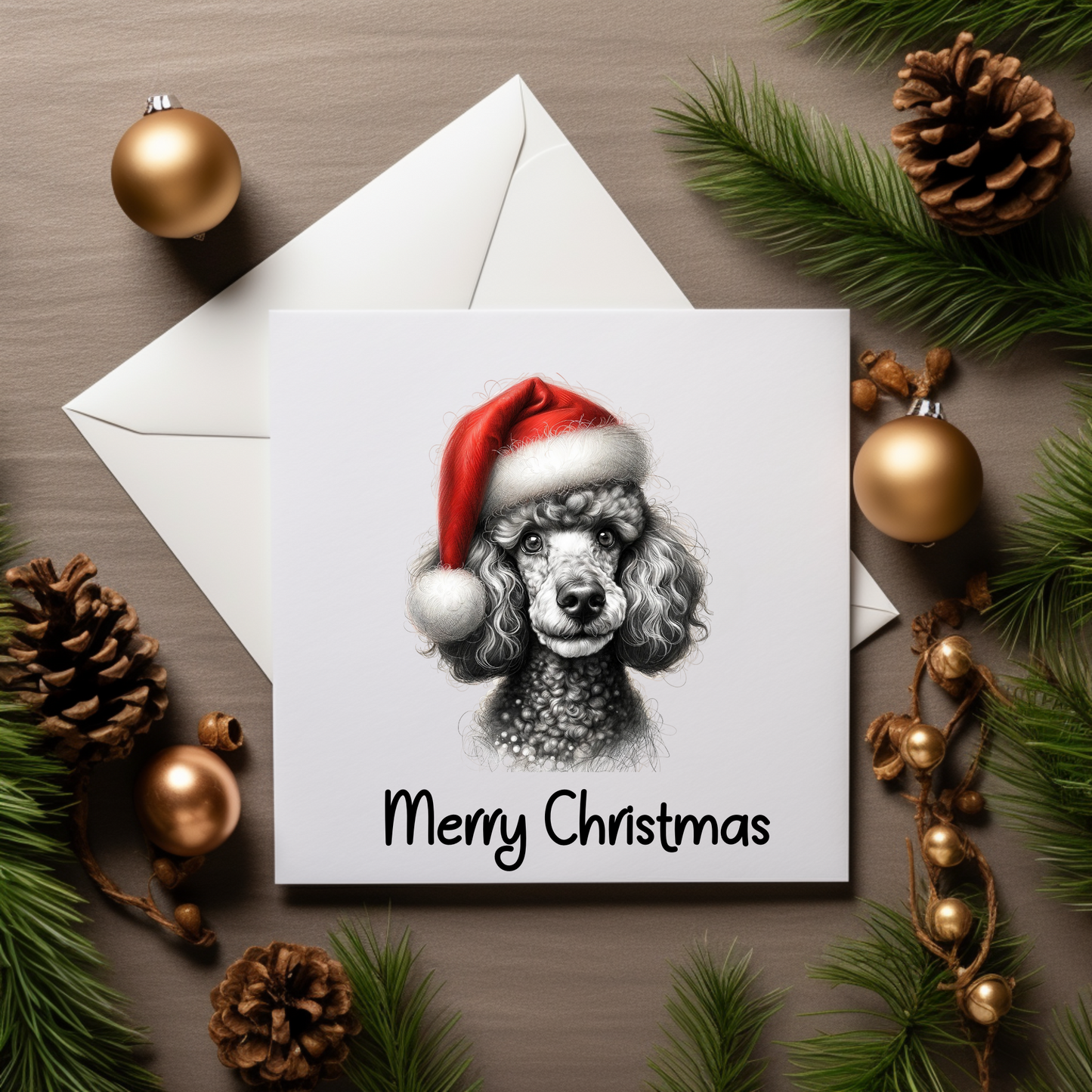 Santa Paws Greeting Cards - Festive Canine Sketch Collection
