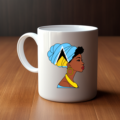 Global Elegance Mug: Woman in Flag Headscarf