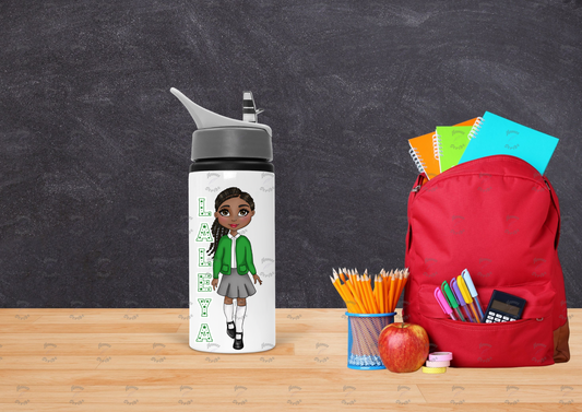 Girl Green Uniform School Kids Waterbottles