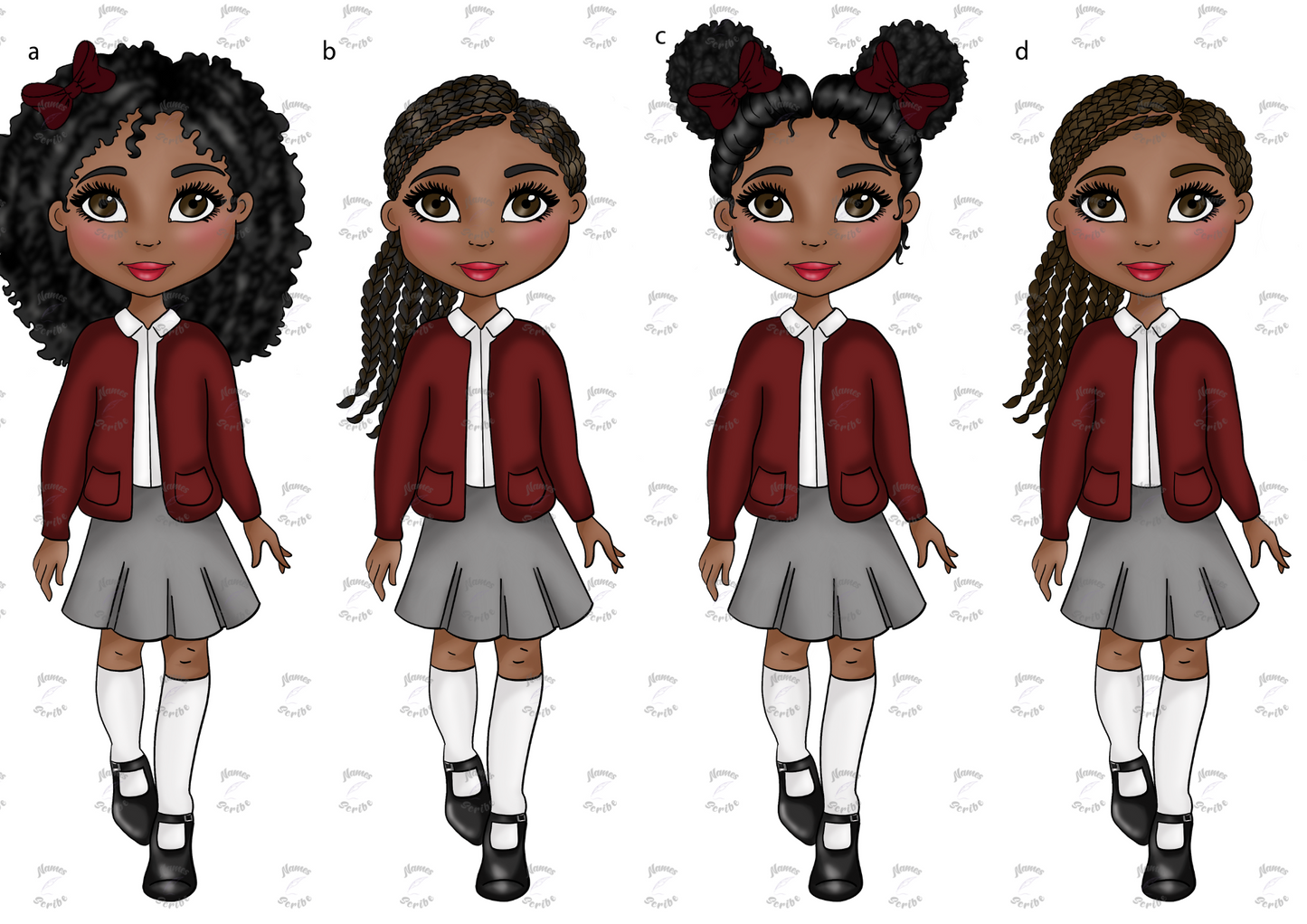 Girl Skirt Burgundy Cardigan Uniform School Kids Water bottle