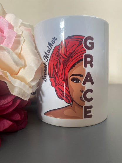 Personalised Lady Headscarf Name Mug